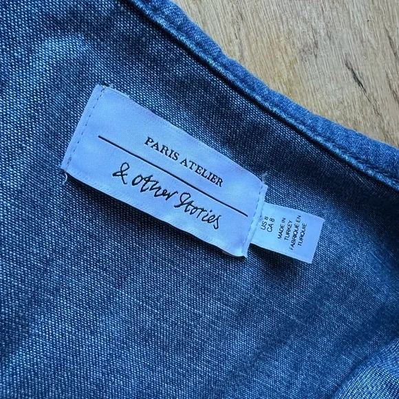 & Other Stories Blue Denim Top - Picture 2 of 2